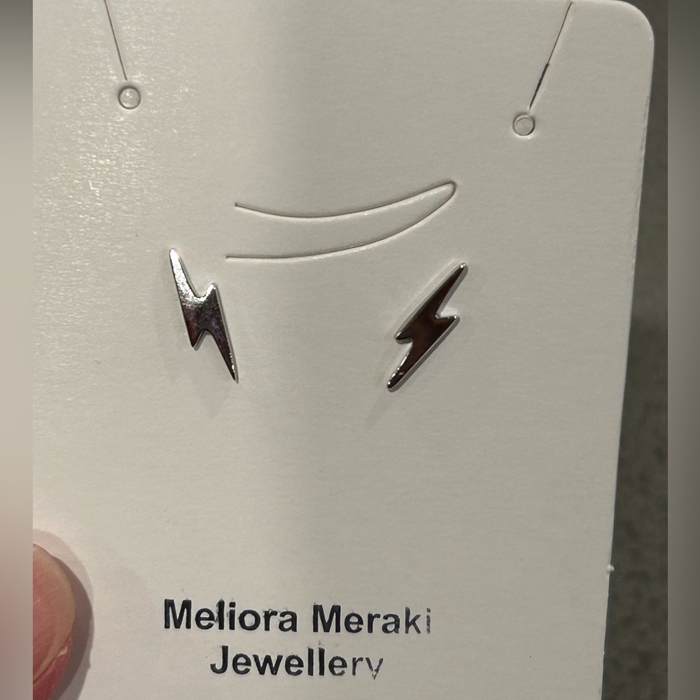 Sterling silver lightning bolt studs